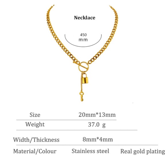 🔐 Gold plated lock pendant necklace - Picture 3 of 5